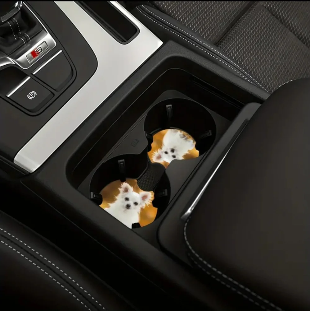2pc Dog Print Car Coasters